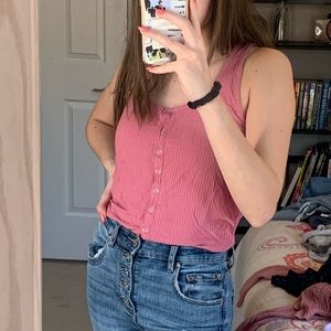 Coral button up tank top forever 21